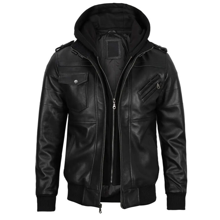 Leather Jacket With Hood​
