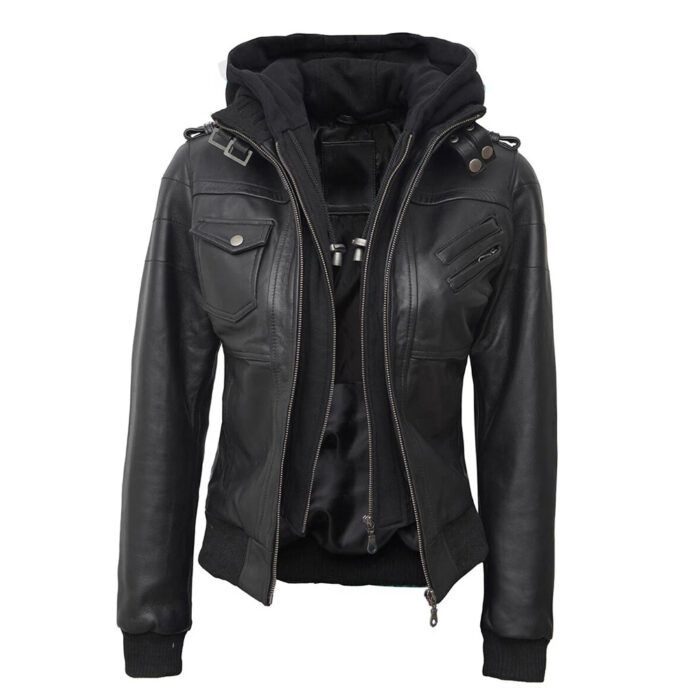 Essential Leather Hooded Jacket