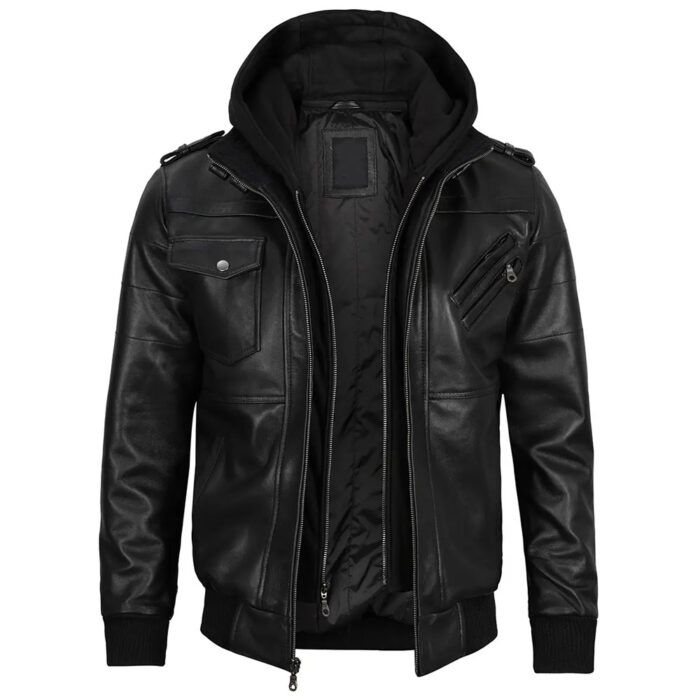 Leather Jacket With Hood​