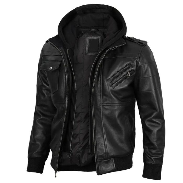 Leather Jacket With Hood​