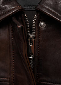 brown leather bomber jacket