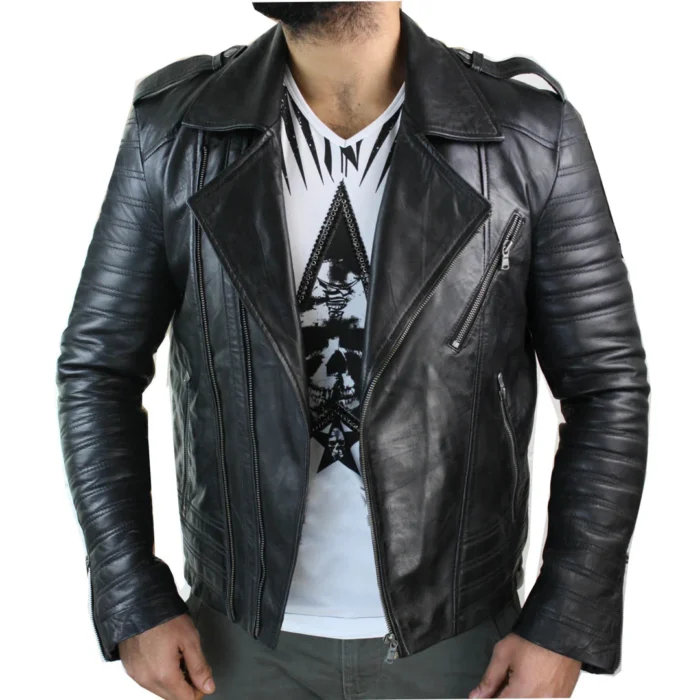 Leather Biker Jacket Mens