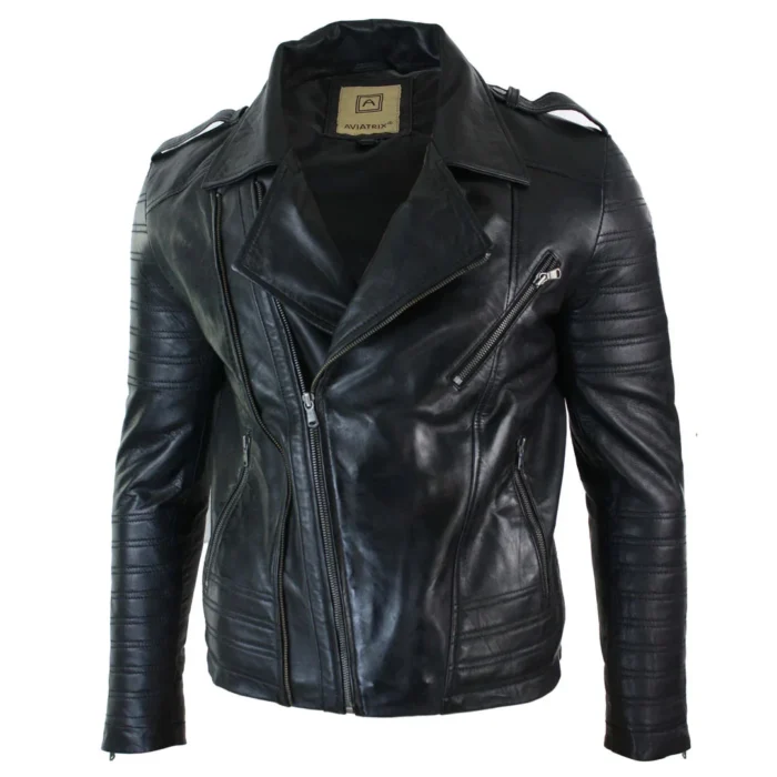 Leather Biker Jacket Mens