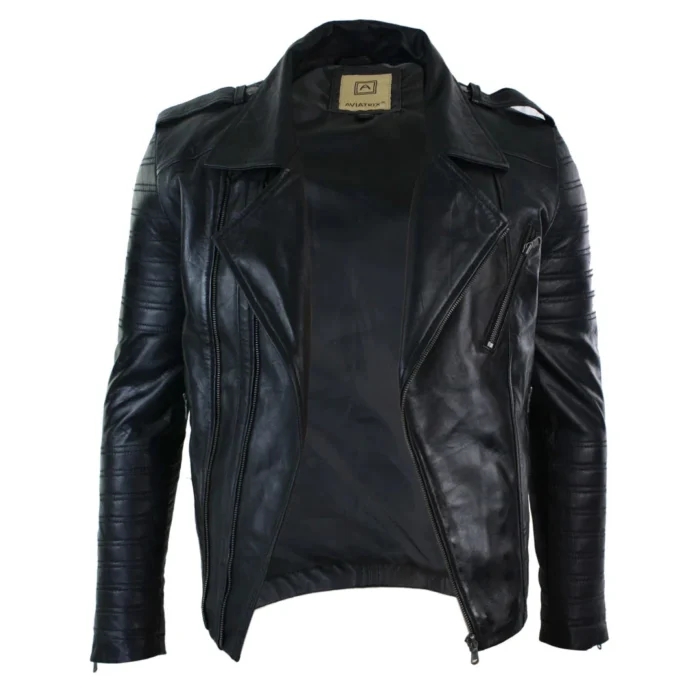 Leather Biker Jacket Mens