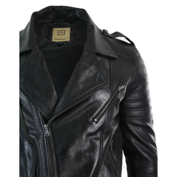 Leather Biker Jacket Mens