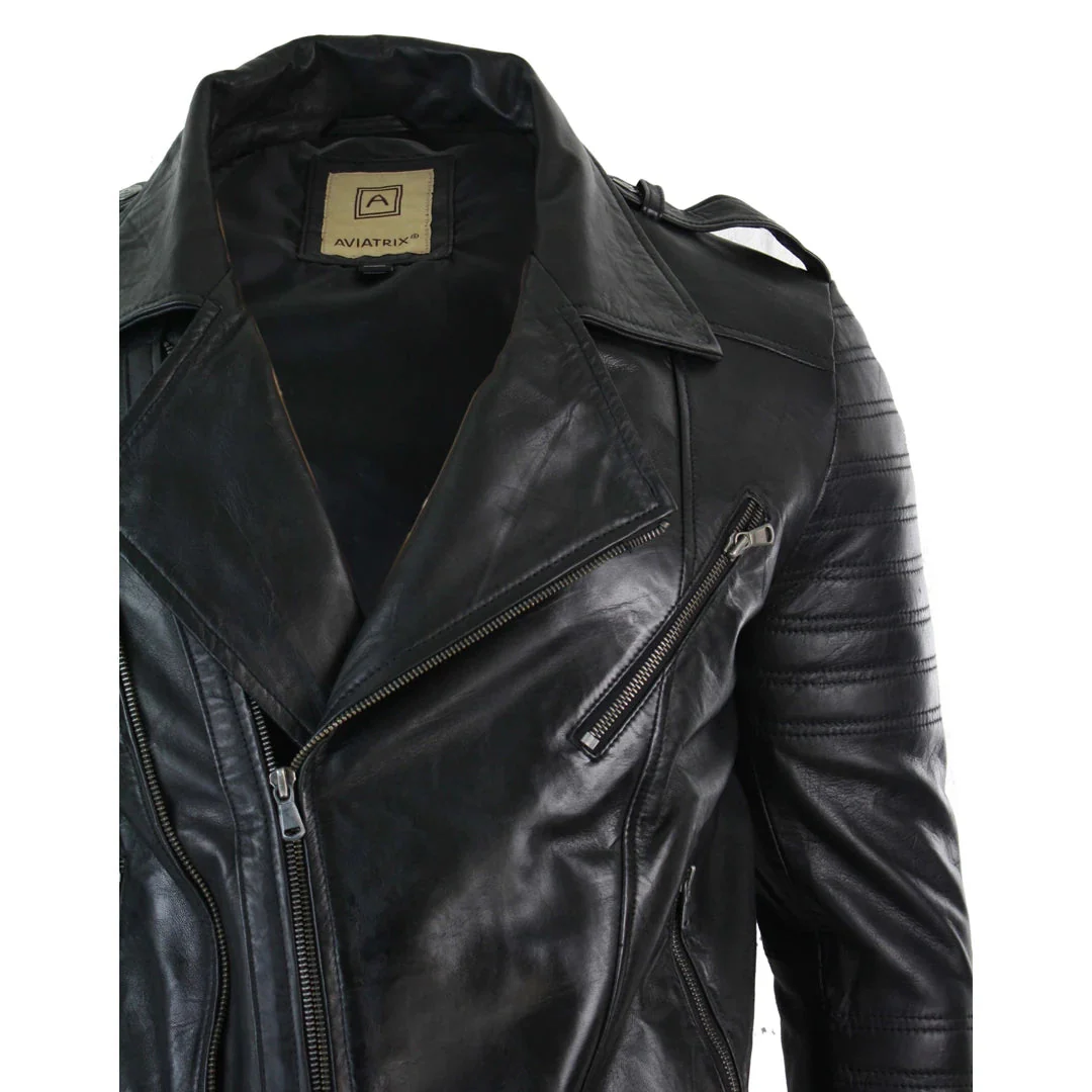 Leather Biker Jacket Mens