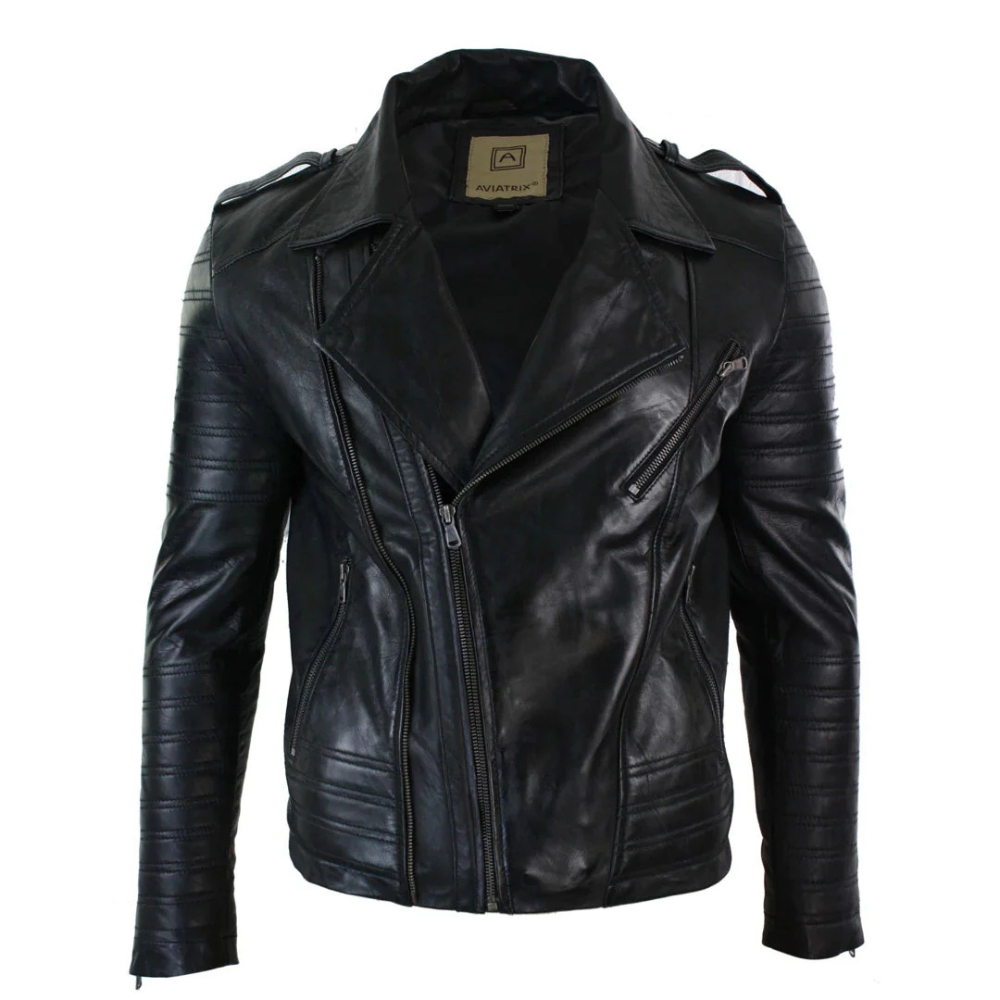 Leather Biker Jacket Mens