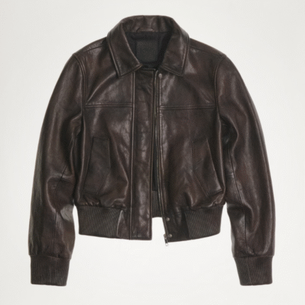 brown leather bomber jacket