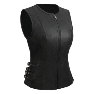 female leather vest