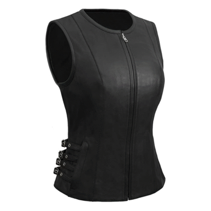female leather vest