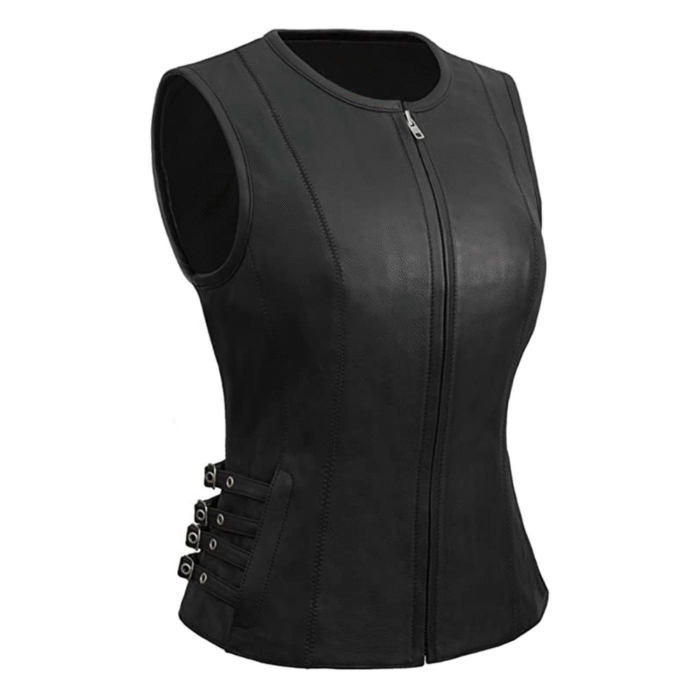 female leather vest