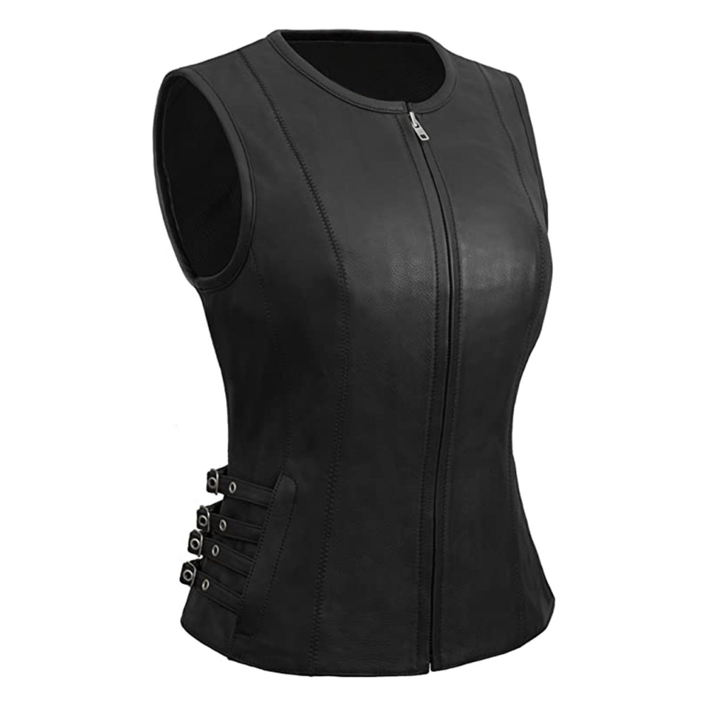 female leather vest