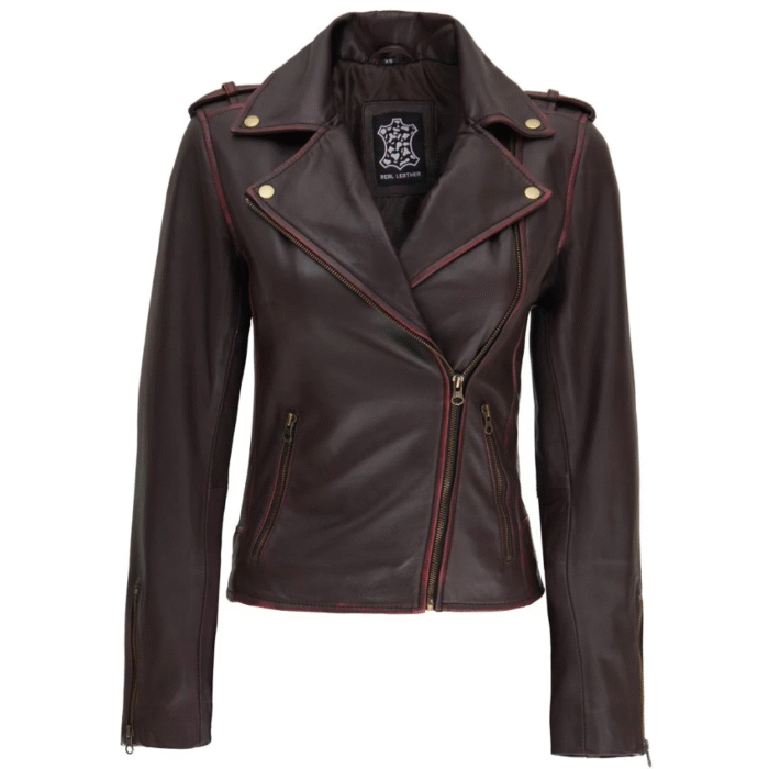 Womens Brown Biker Jacket