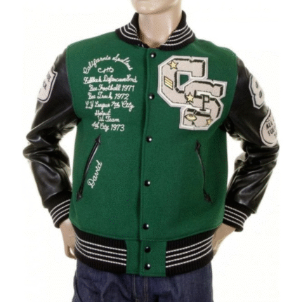 green varsity jacket