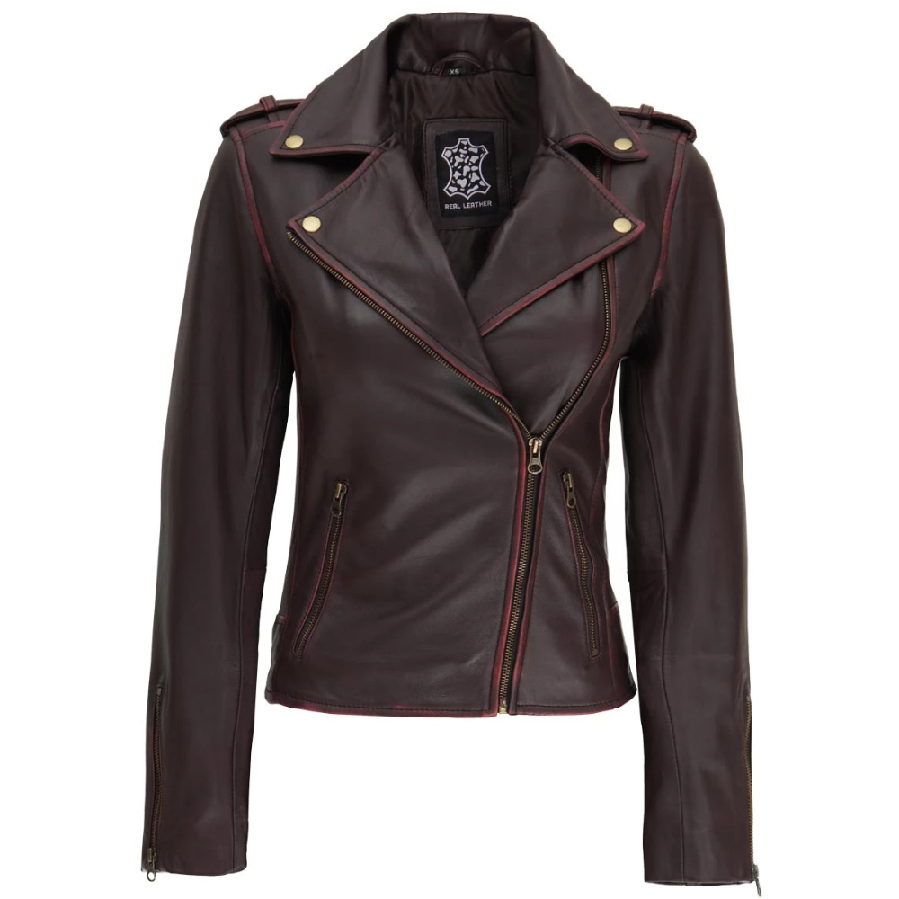 Womens Brown Biker Jacket