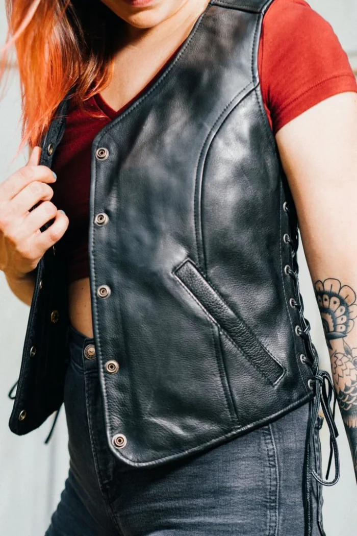 womens leather vest