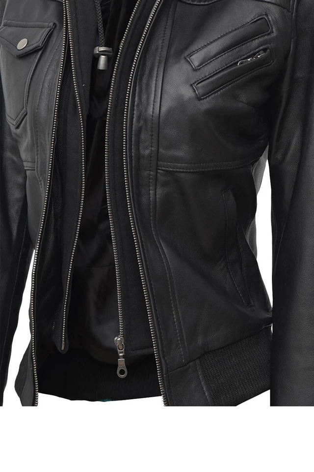 Essential Leather Hooded Jacket