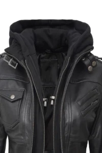Essential Leather Hooded Jacket