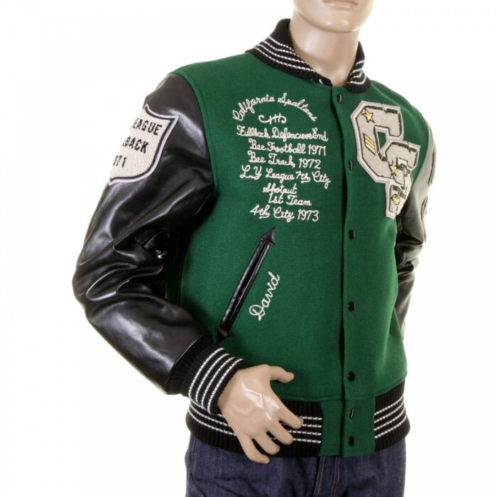 green varsity jacket