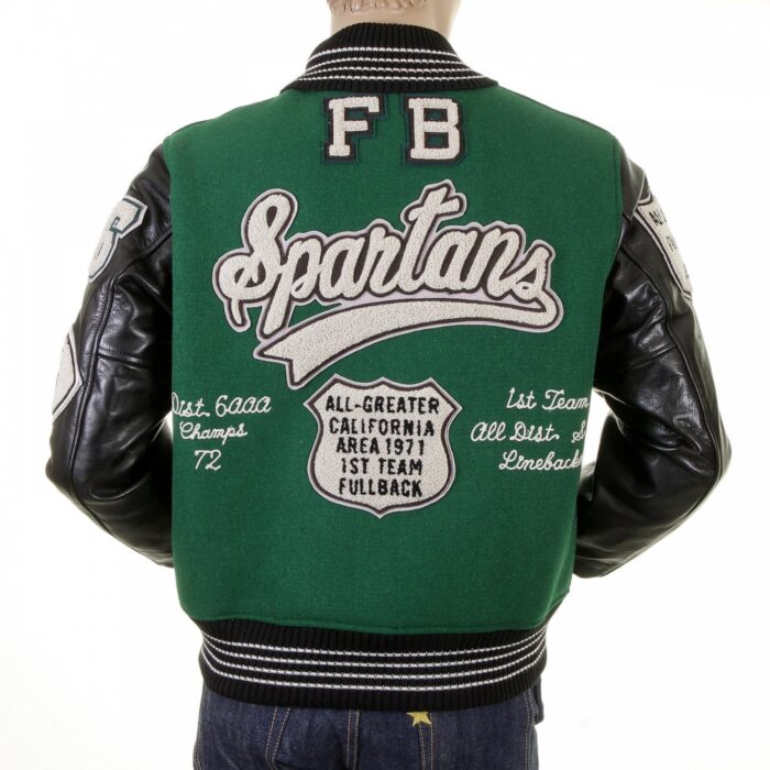 green varsity jacket