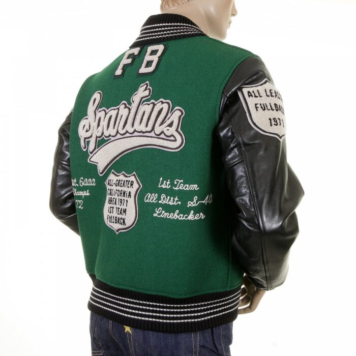 green varsity jacket