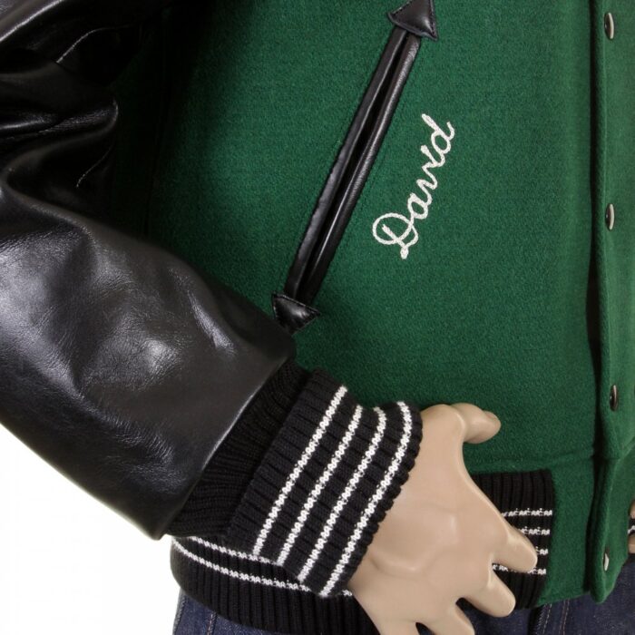 green varsity jacket