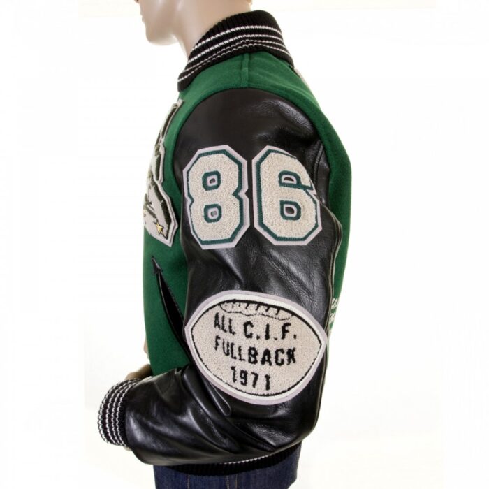 green varsity jacket