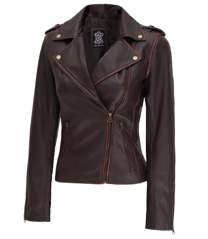 Womens Brown Biker Jacket