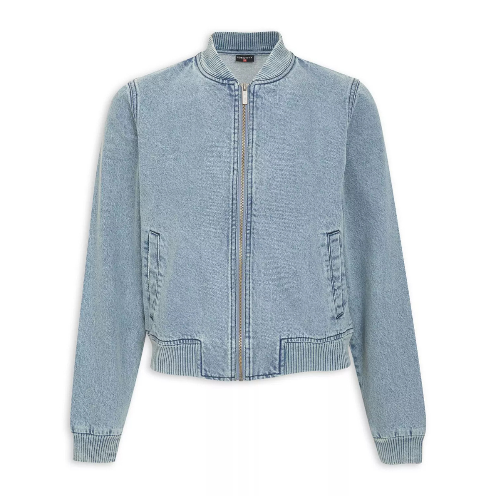 bomber denim jacket women's