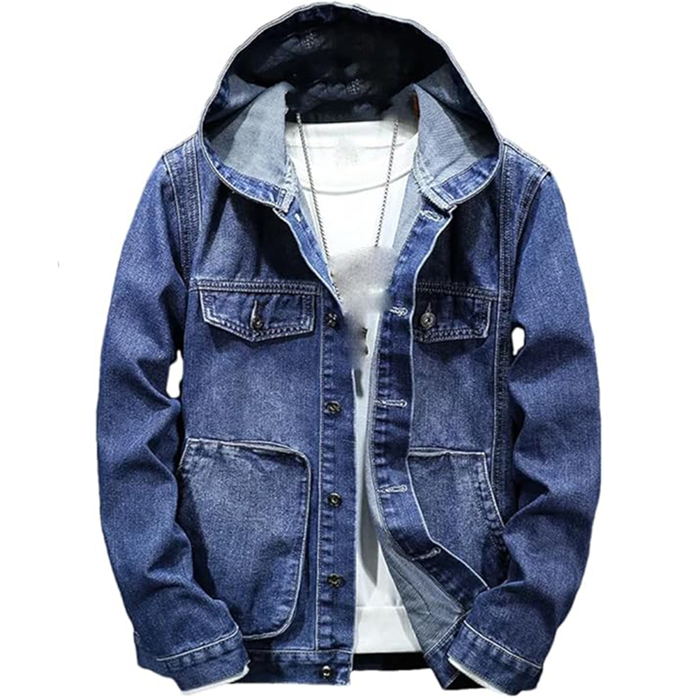 denim jacket with denim hood