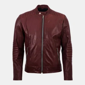 burgundy leather jacket