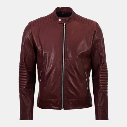 burgundy leather jacket