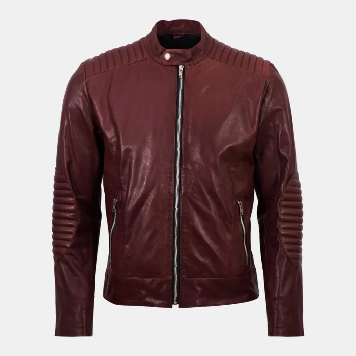 burgundy leather jacket