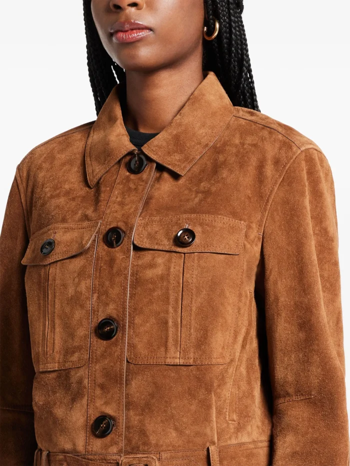 women suede jacket brown