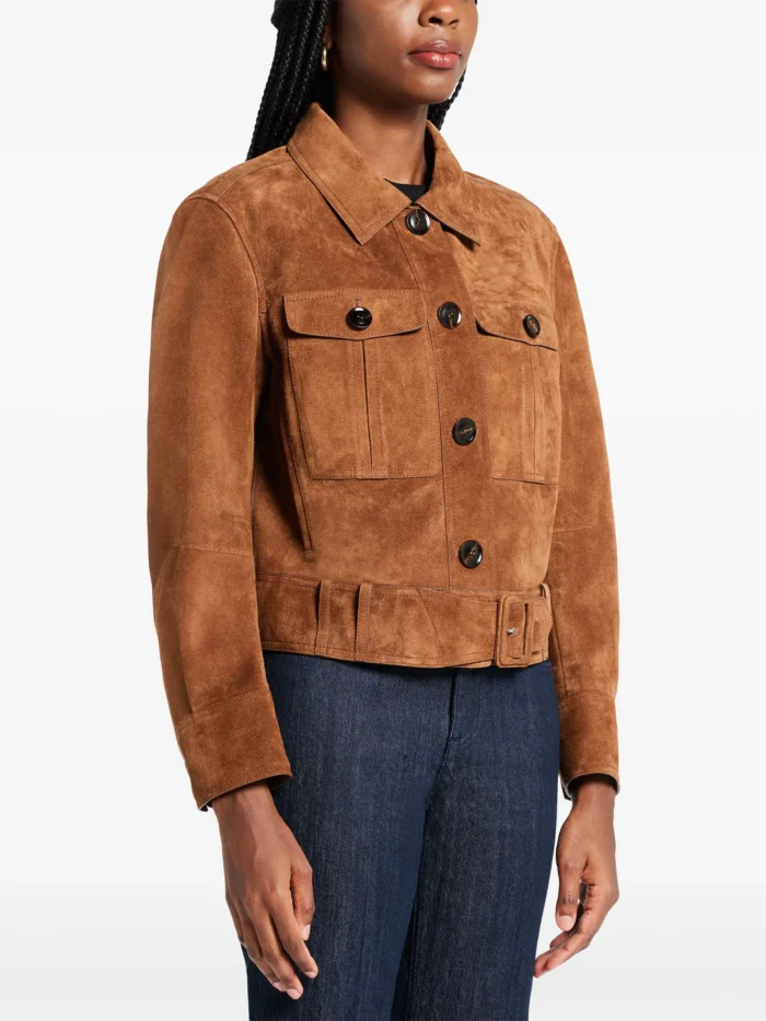 women suede jacket brown