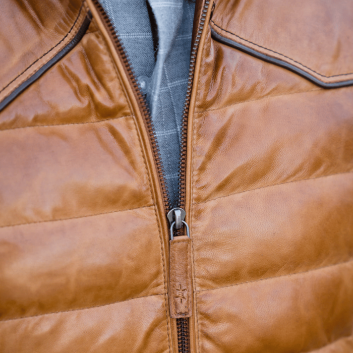 mens brown leather vest​