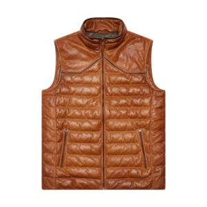 mens brown leather vest