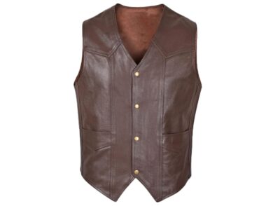 brown leather vest women