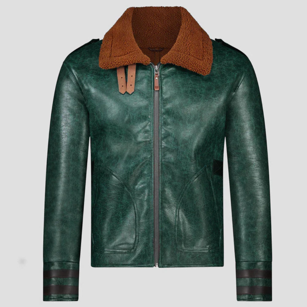 Green Aviator Jacket Mens​