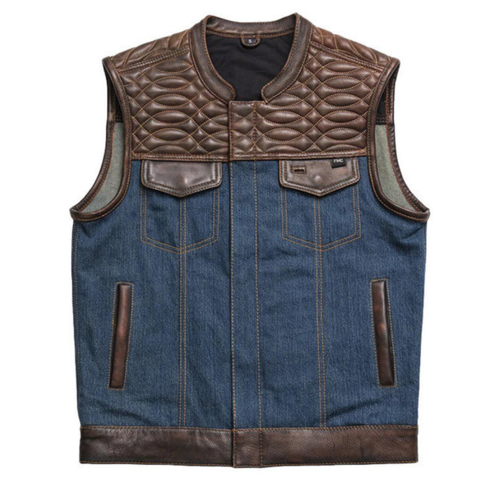 Leather Jacket And Denim Vest​