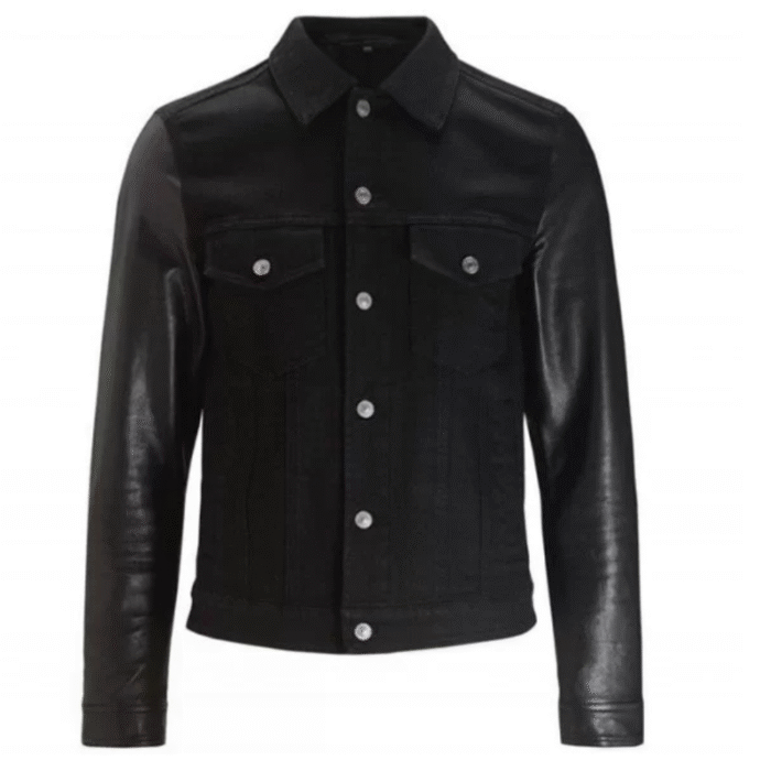 mens denim varsity jacket​