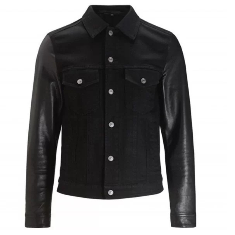 mens denim varsity jacket