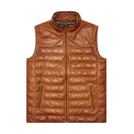 mens brown leather vest