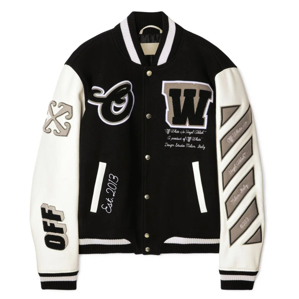 off white varsity jacket