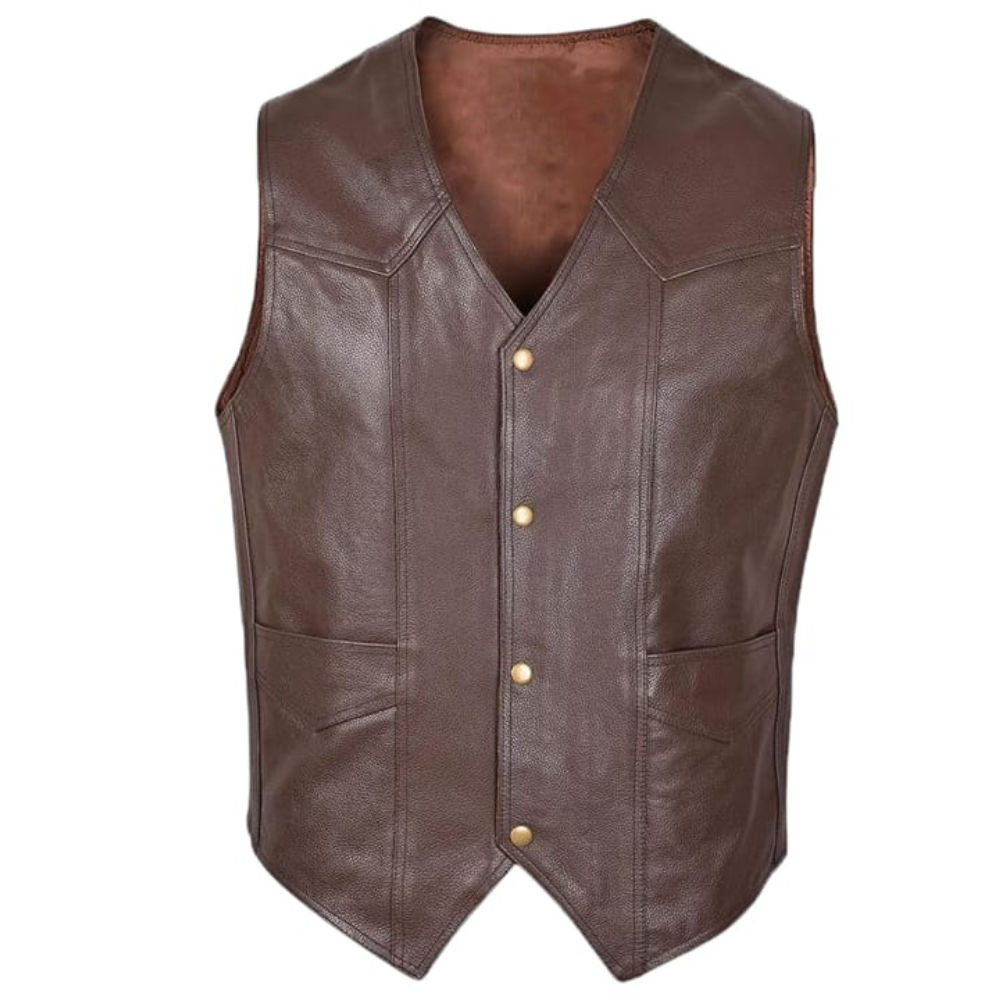 brown leather vest women