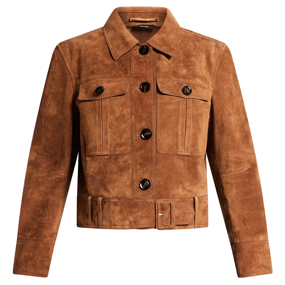 women suede jacket brown