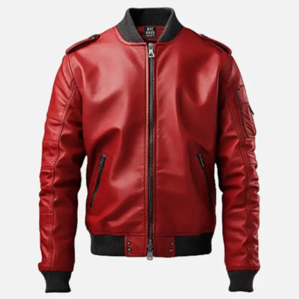 red leather bomber jacket mens​