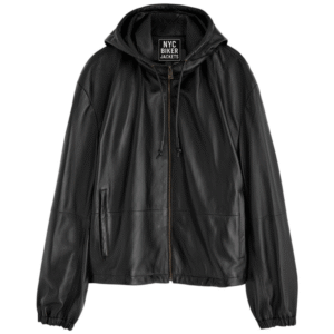 hooded leather jacket