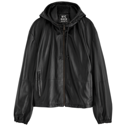 hooded leather jacket