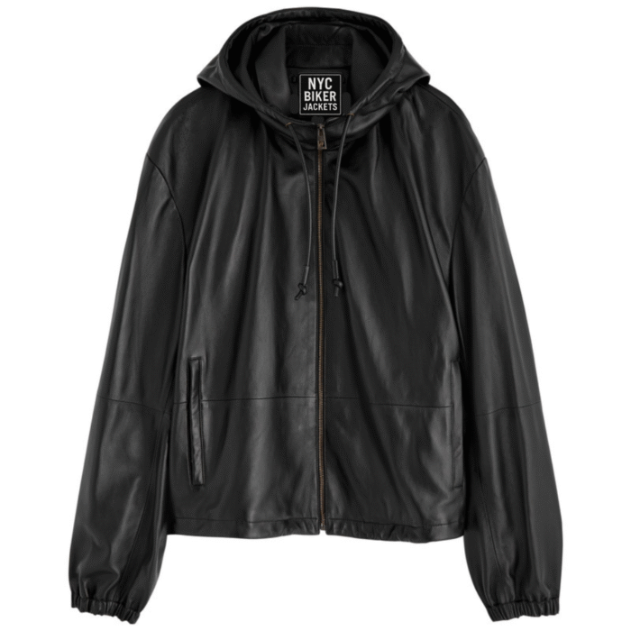 hooded leather jacket
